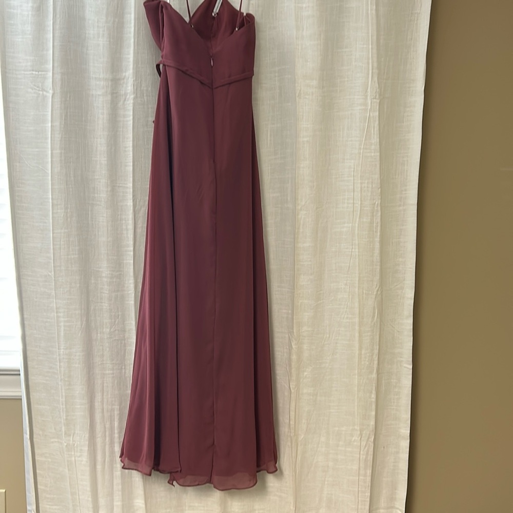 Azazie Naeem Desert Rose A-line V-neck Ruffle Chiffon Ruffle Dress - Picture 6 of 6